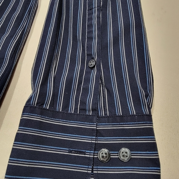 Claiborne Easy Care Blue with Stripes Button Down Shirt Men's Size XXL - Picture 12 of 15